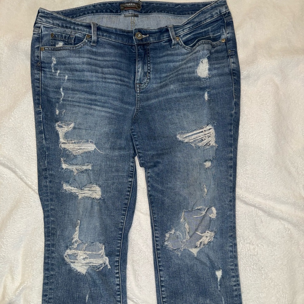torrid Distressed Medium Blue Skinny Jeans